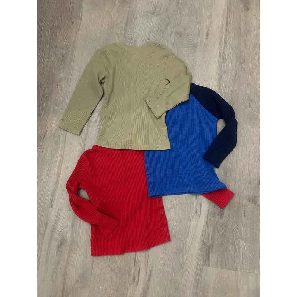 Boys Bundle of 3 Long Sleeve Henley Shirts Size 4T Waffle Thermal